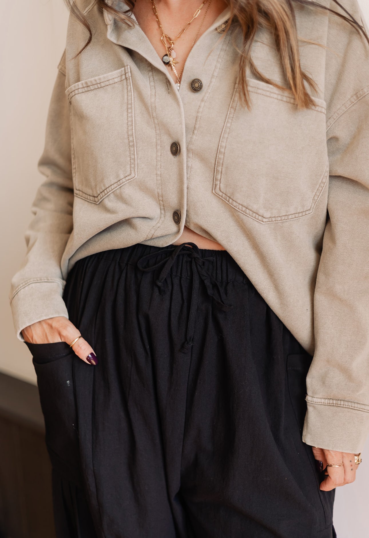 Woven Drawstring Barrel Pant