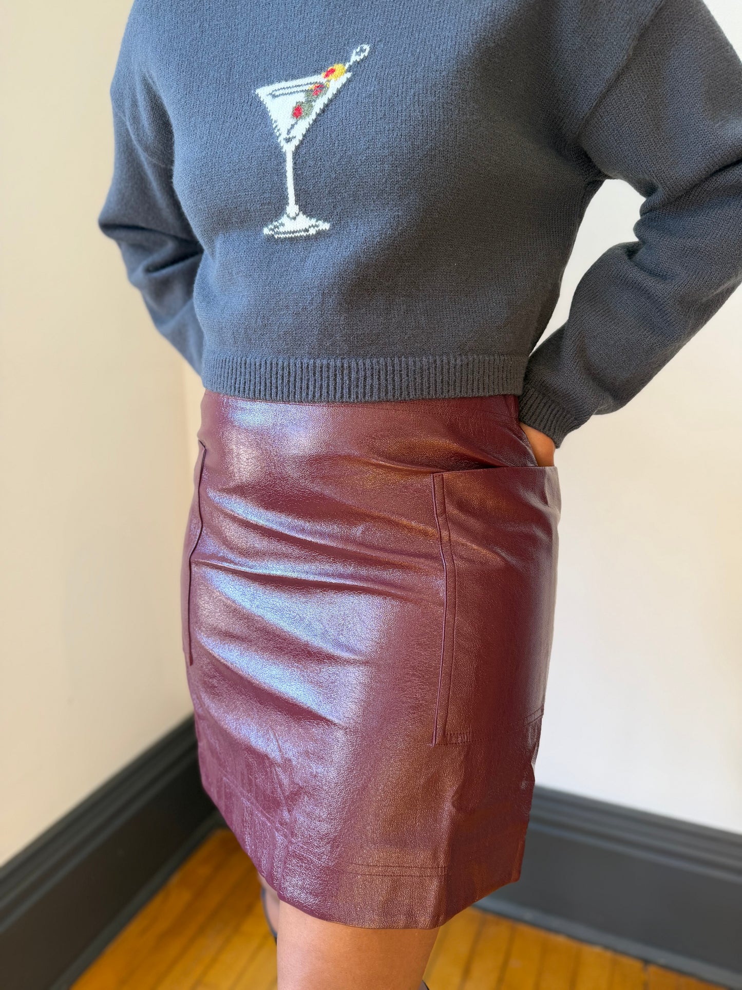Faux Patent Leather Skirt