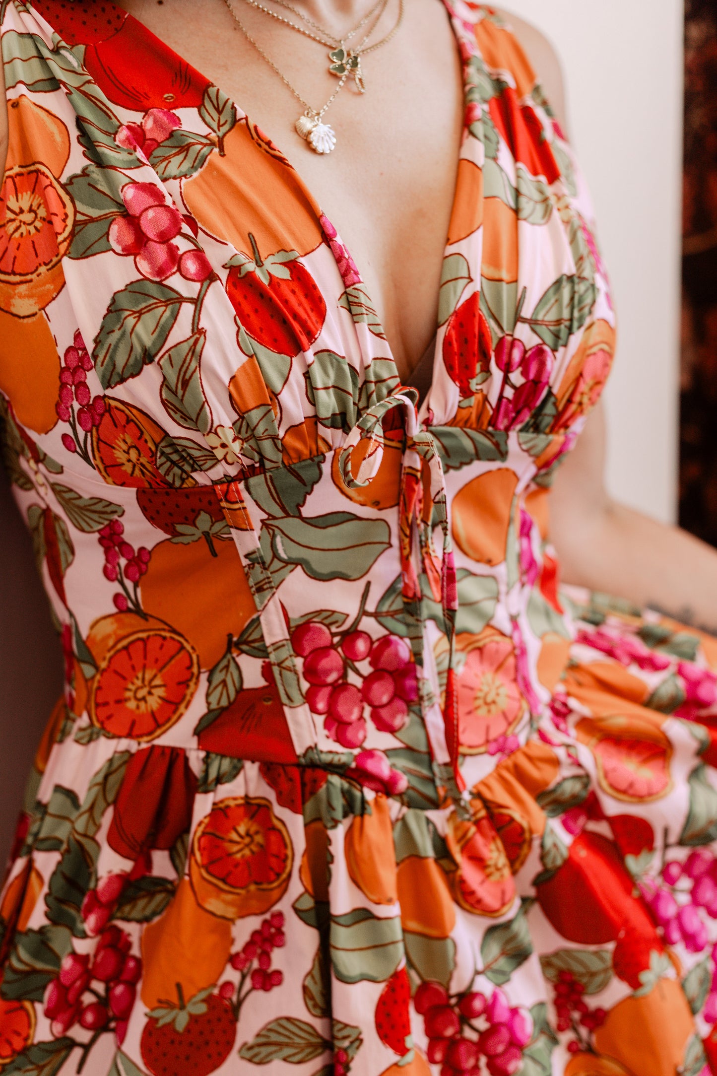 Fruit Print Corset Dress
