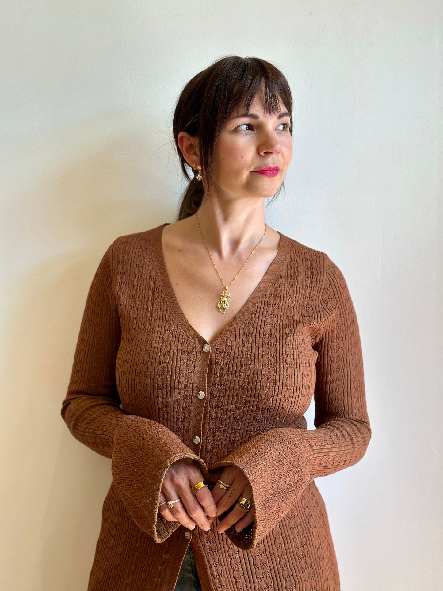 Pointelle Crochet Knit Cardigan