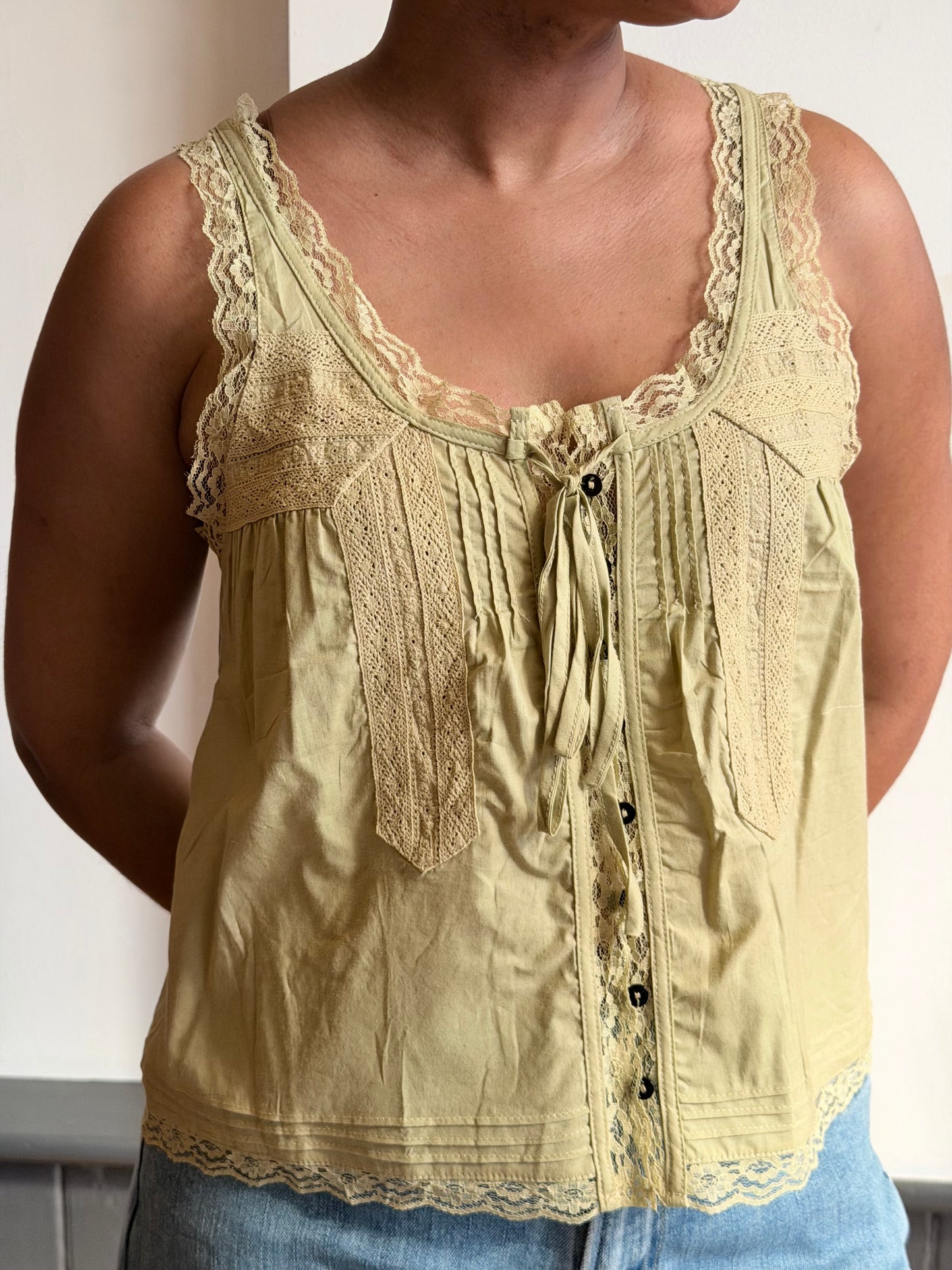 Lace Front Button Tank