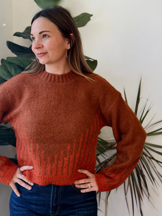 Geometric Balloon Sleeve Sweater