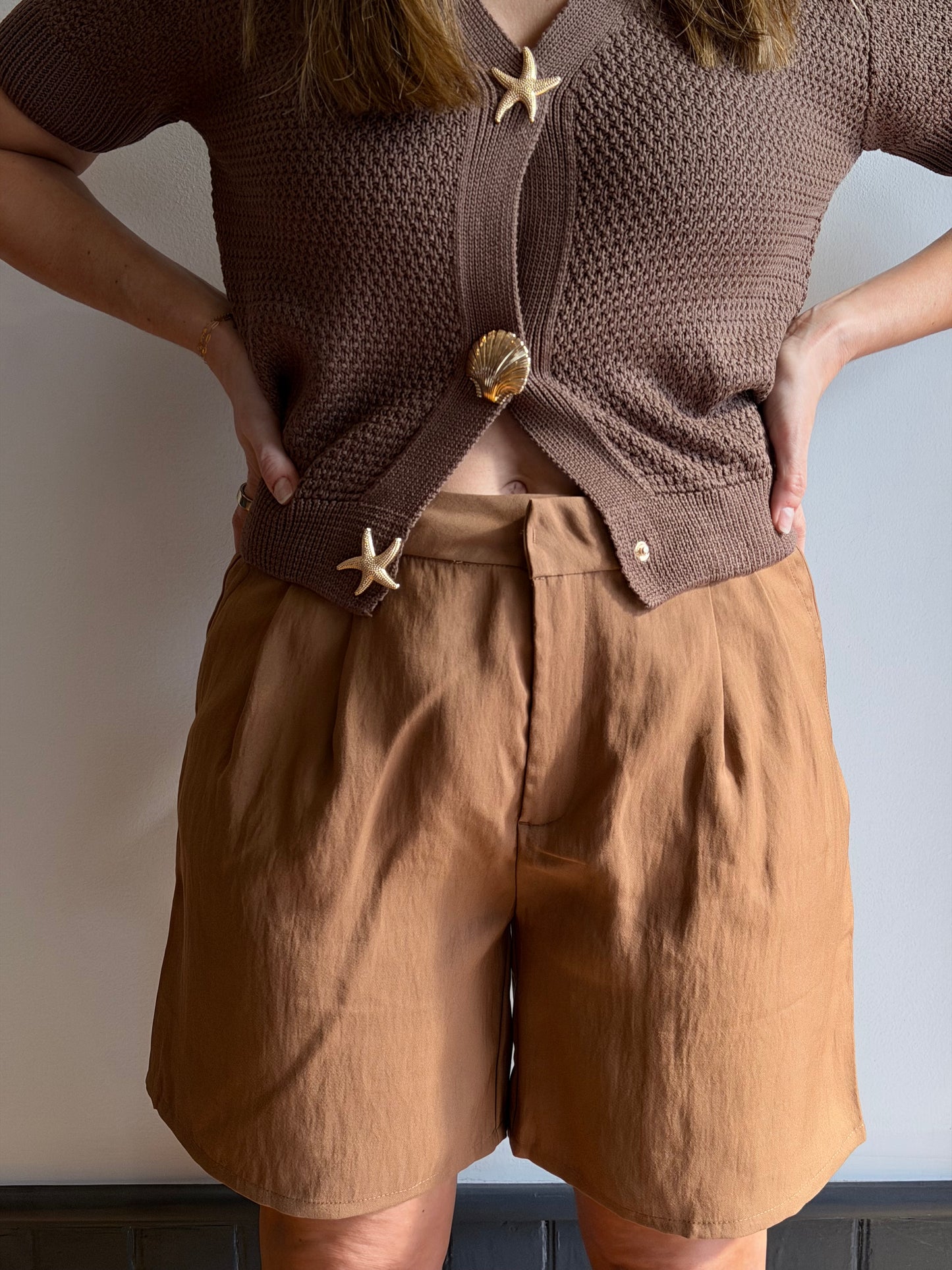 Pleated Front Relaxed Fit Shorts