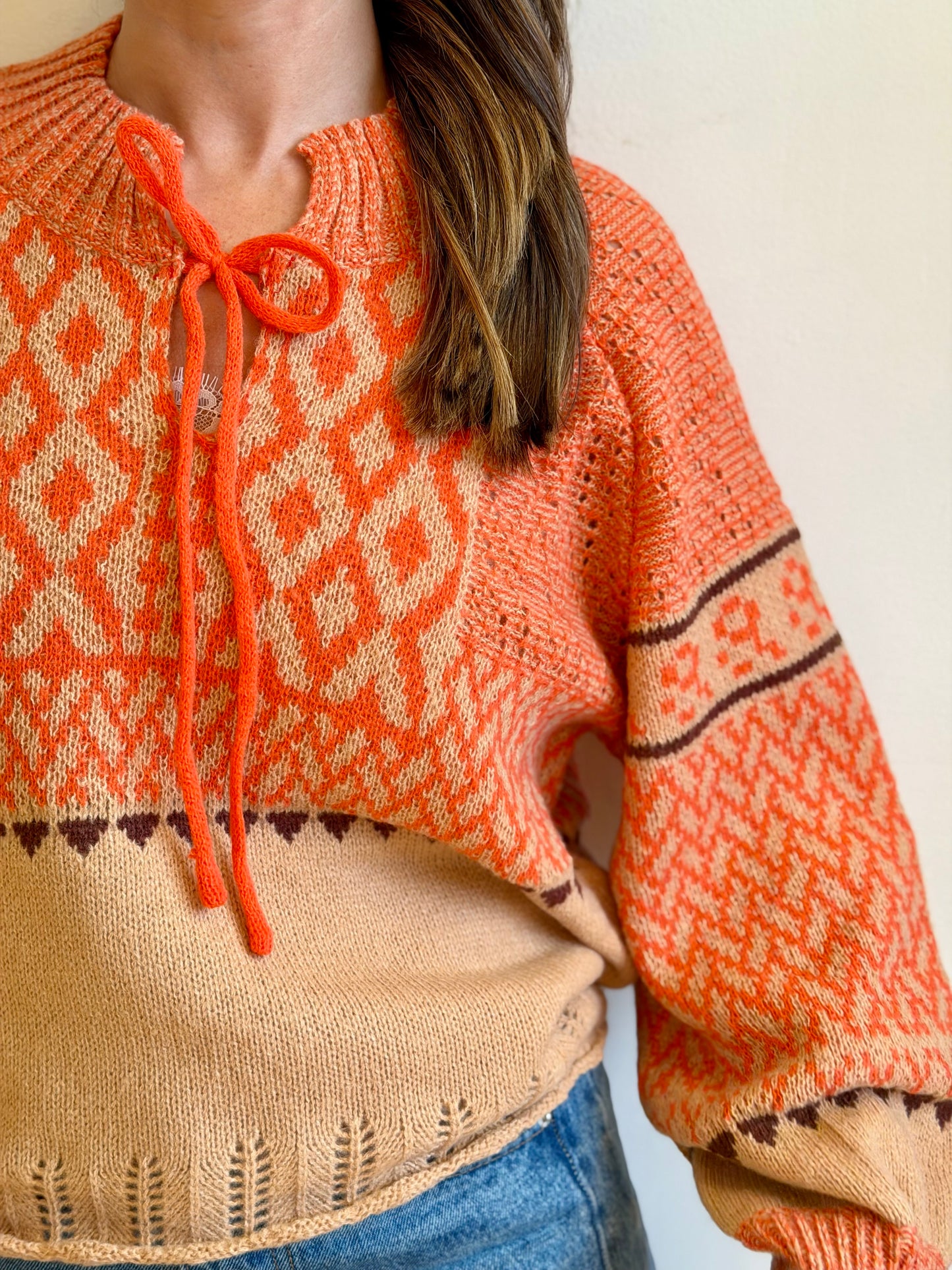 Pointelle Nordic Puff-Sleeve Sweater