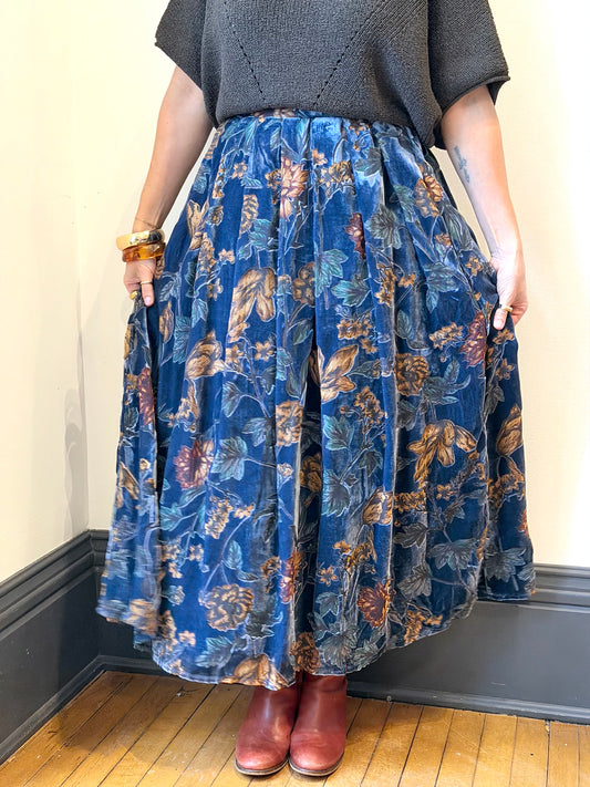 Velvet Floral Maxi Skirt