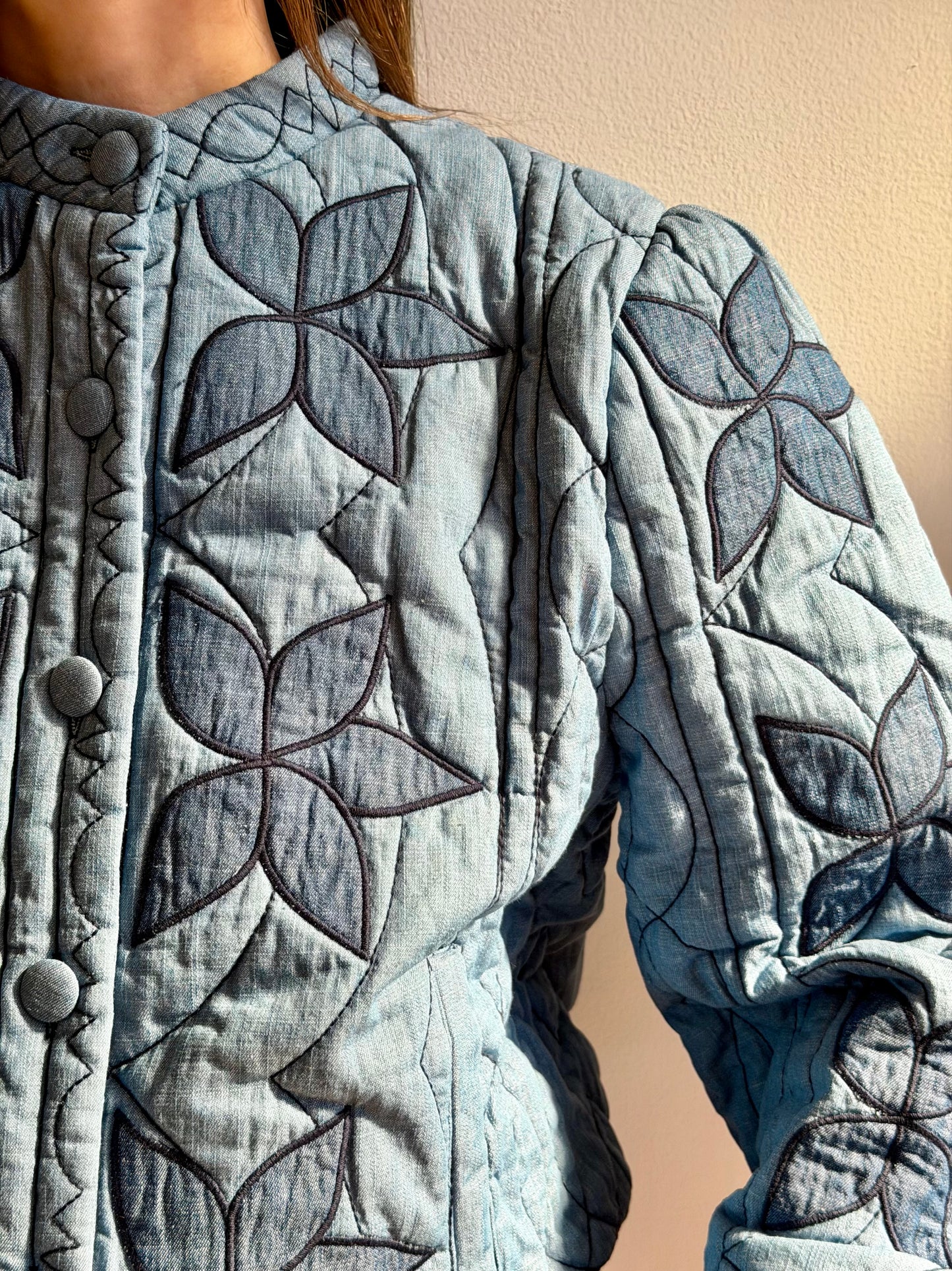 Floral Star Quilted Denim Jacket