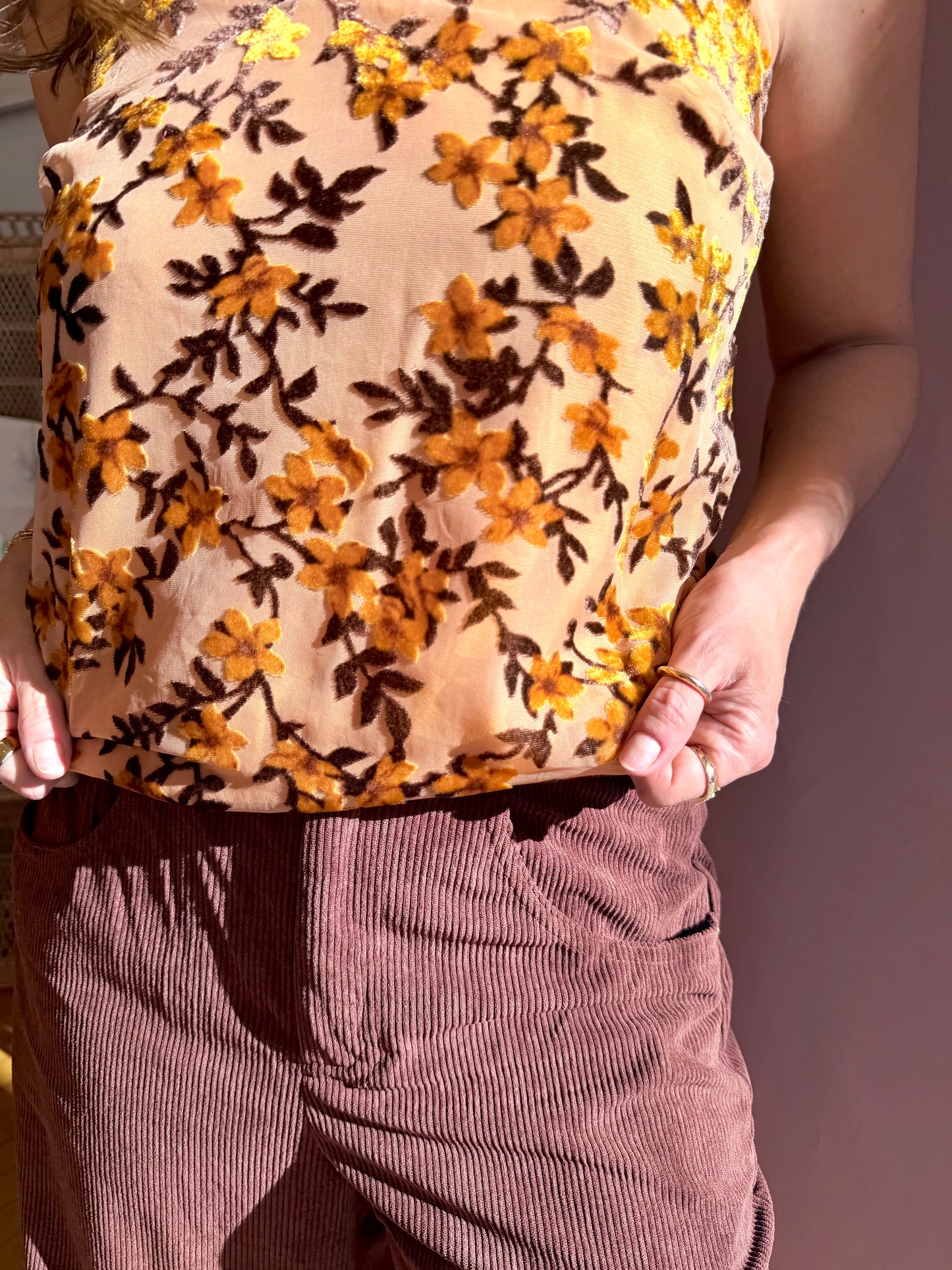 Velvet Burnout Floral Cami