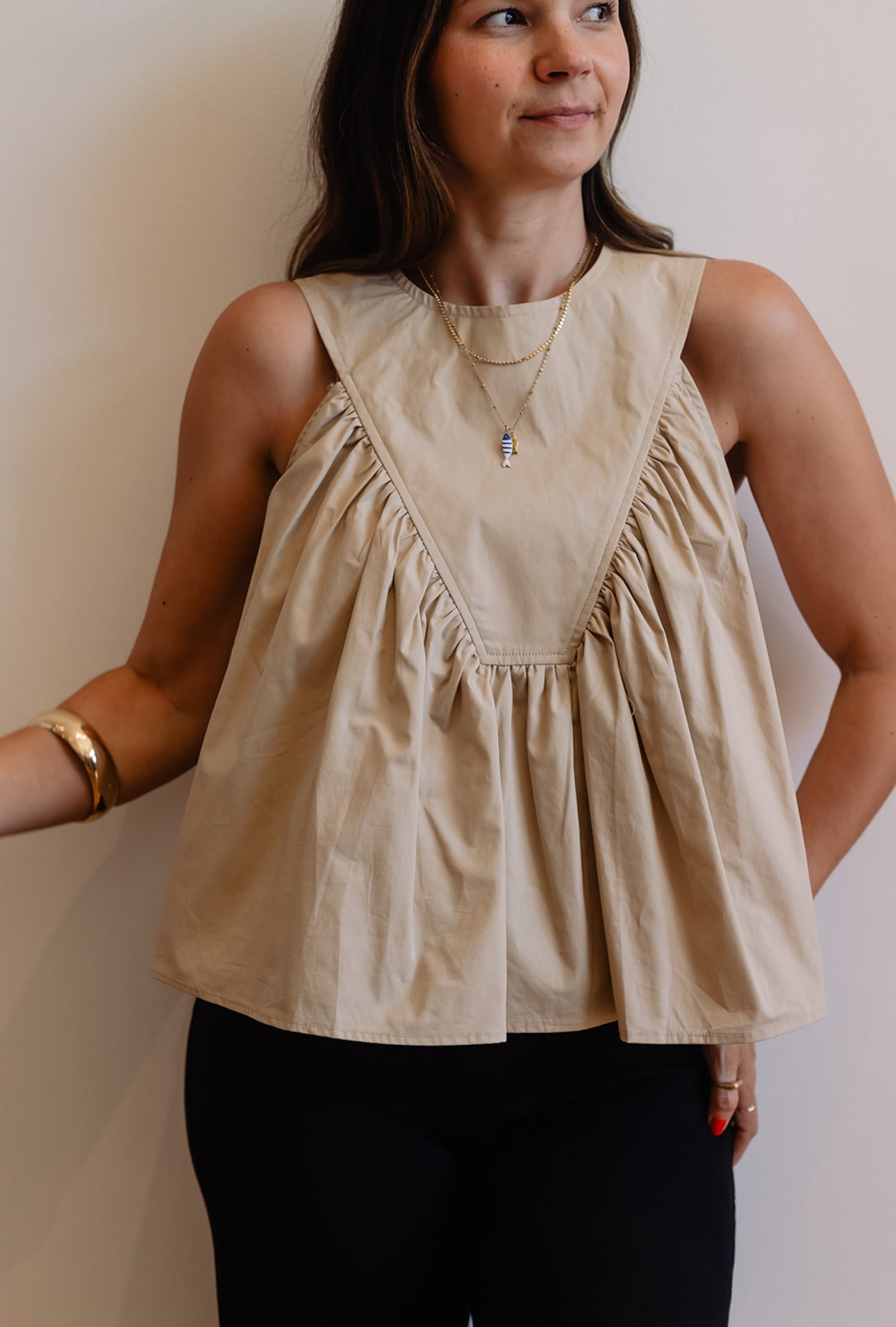 Sleeveless Ruffle Detail Top