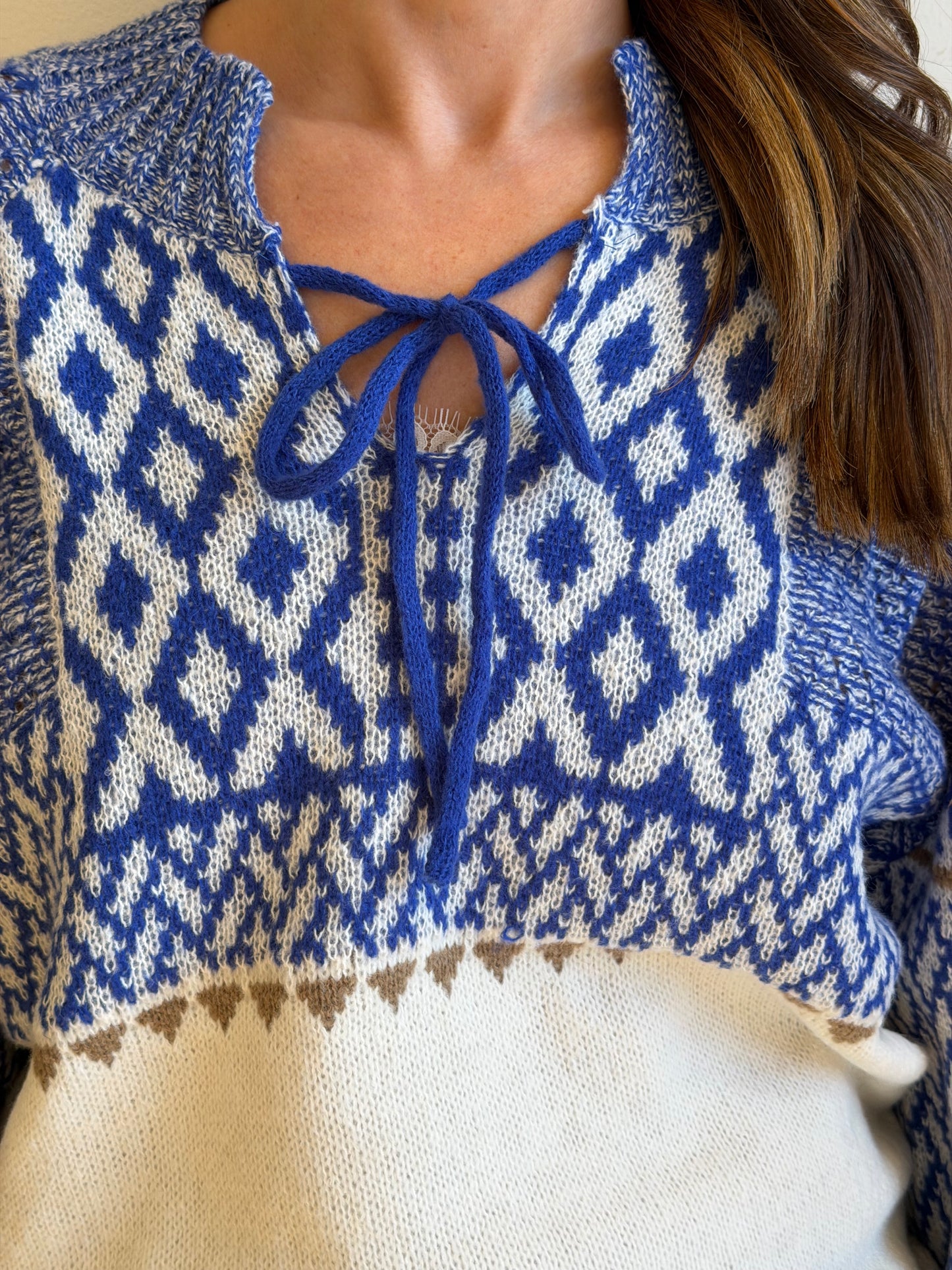 Pointelle Nordic Puff-Sleeve Sweater