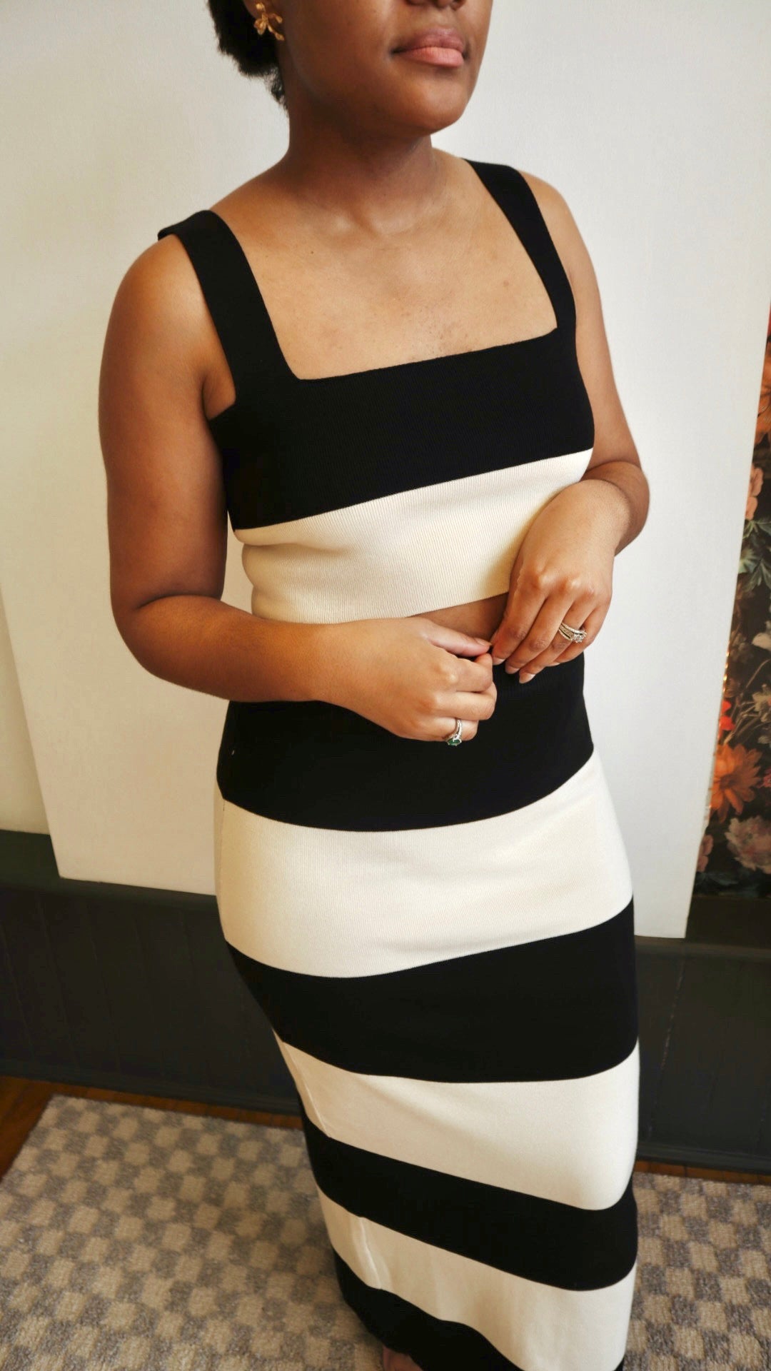 Color block Striped Knit Skirt