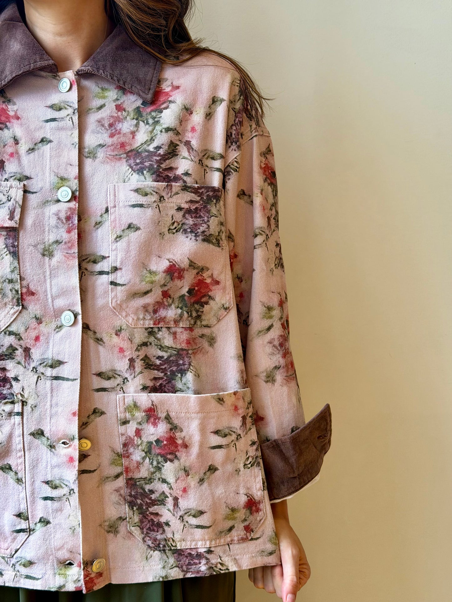 Watercolor Floral Utility Jacket