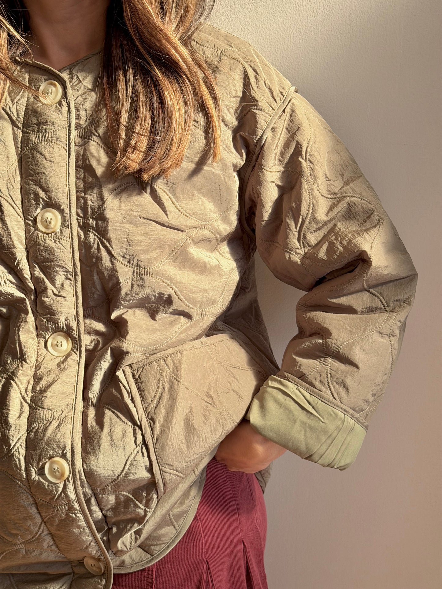 Collarless Quilted Barn Jacket