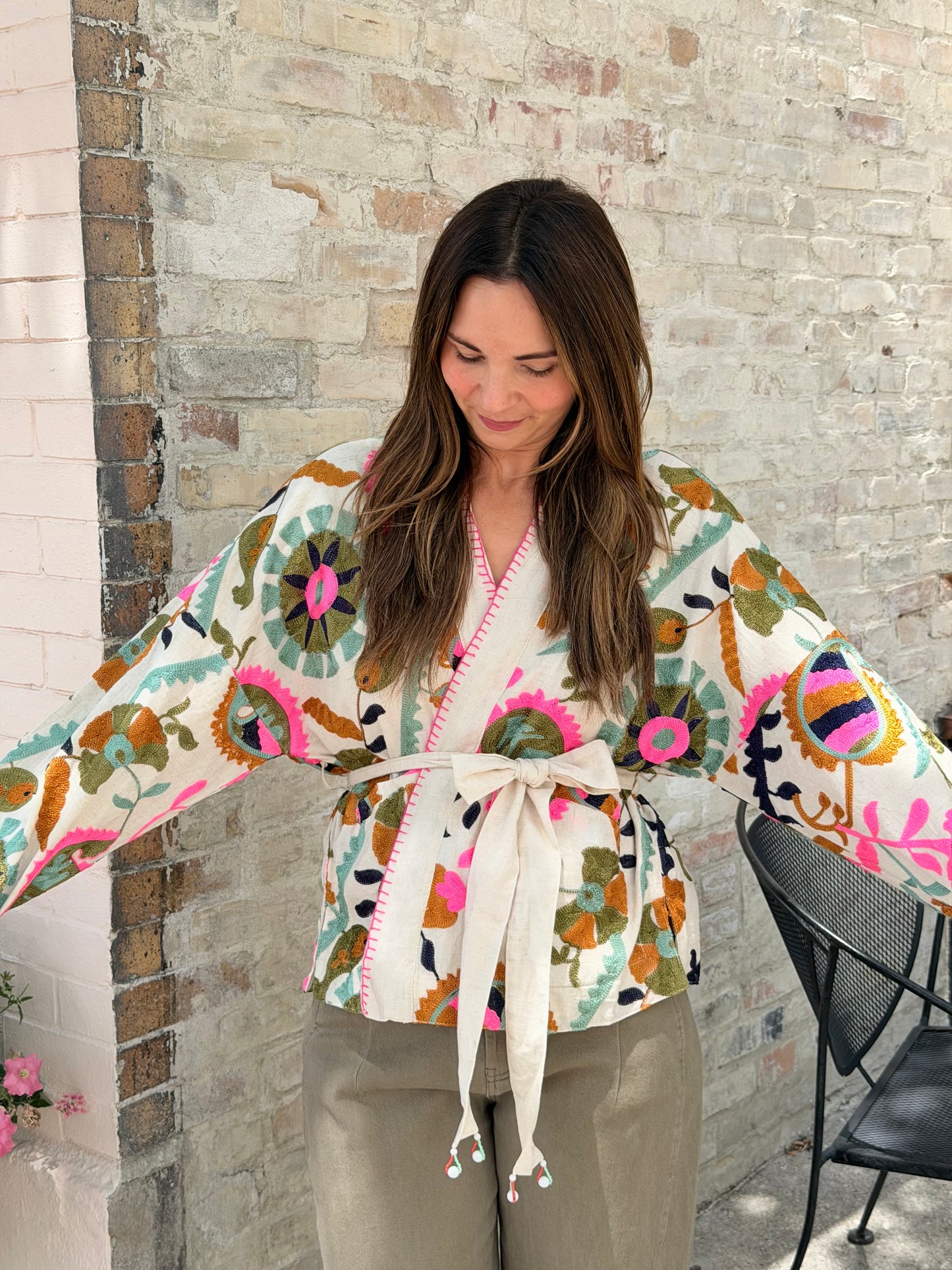 Embroidered Kimono Jacket