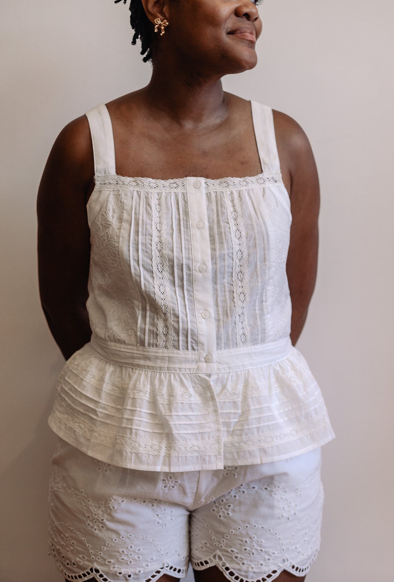 Smocked Ruffle Lace Peplum Top