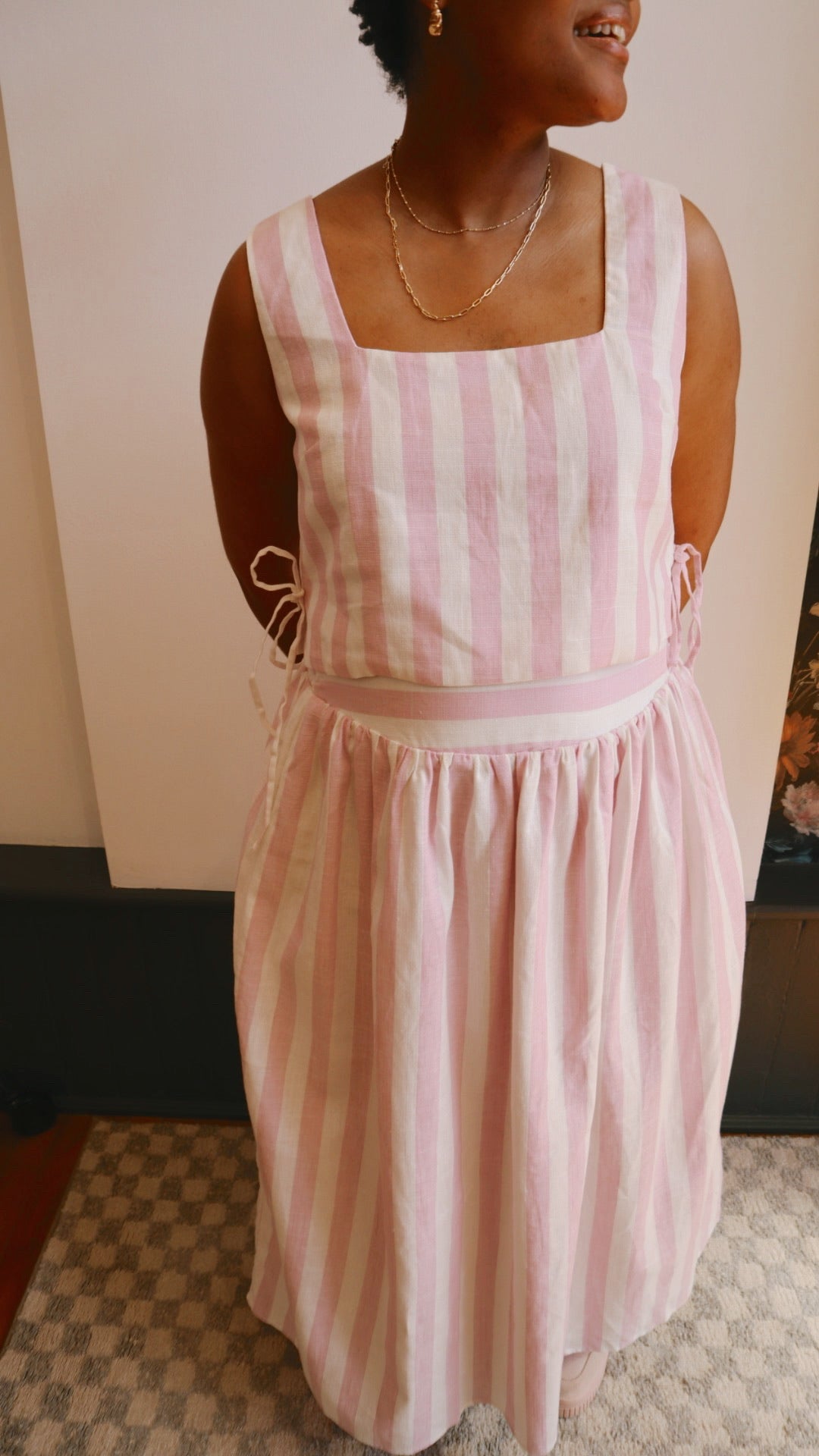 Square Neck Striped Crop Top