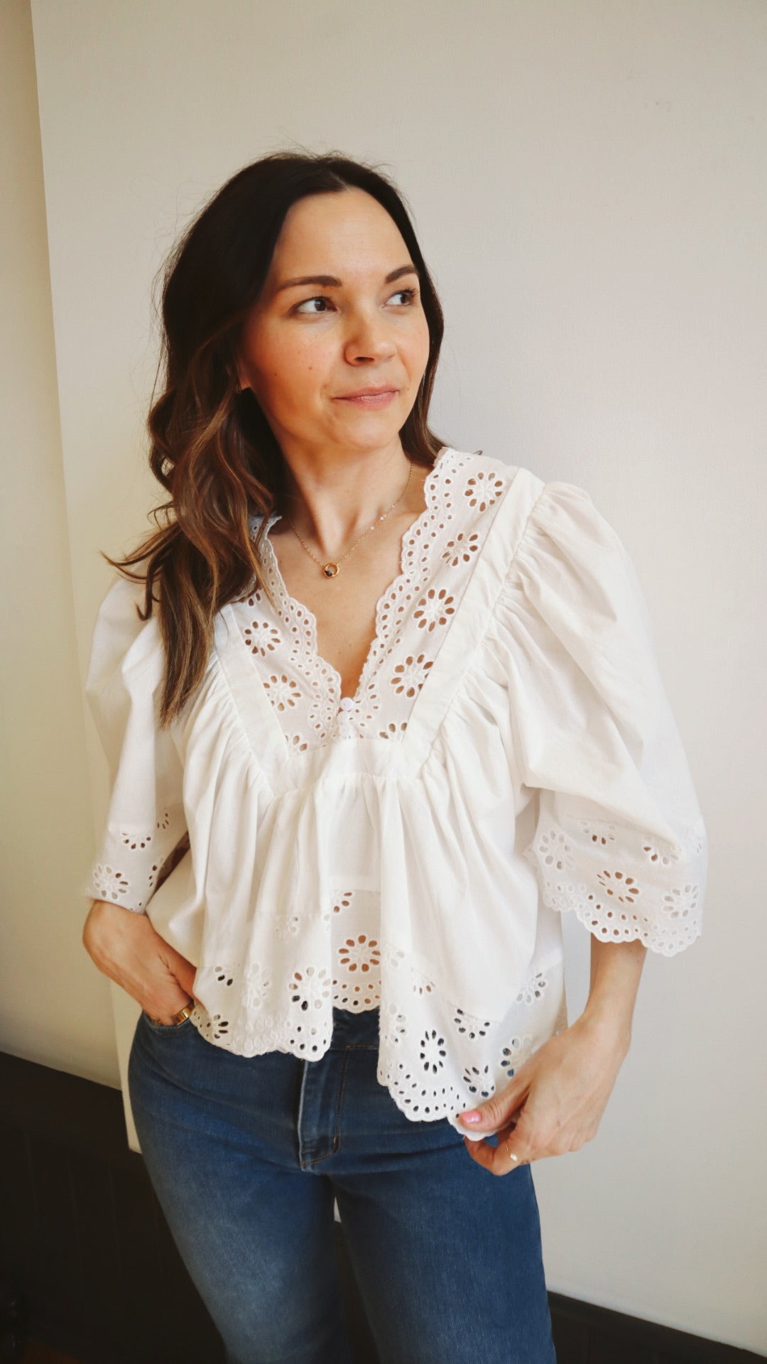 Eyelet Embroidered Boho Blouse