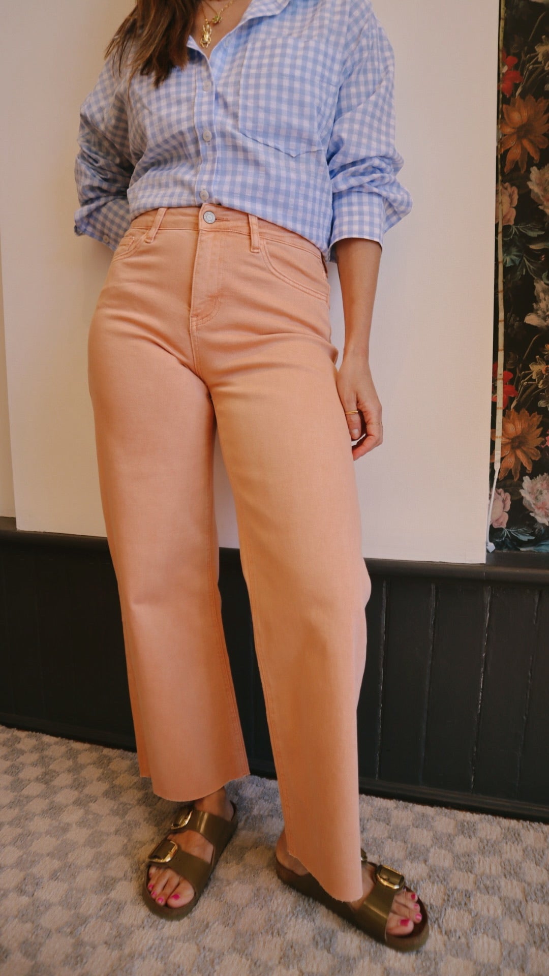 High Rise Crop Wide Colored Denim