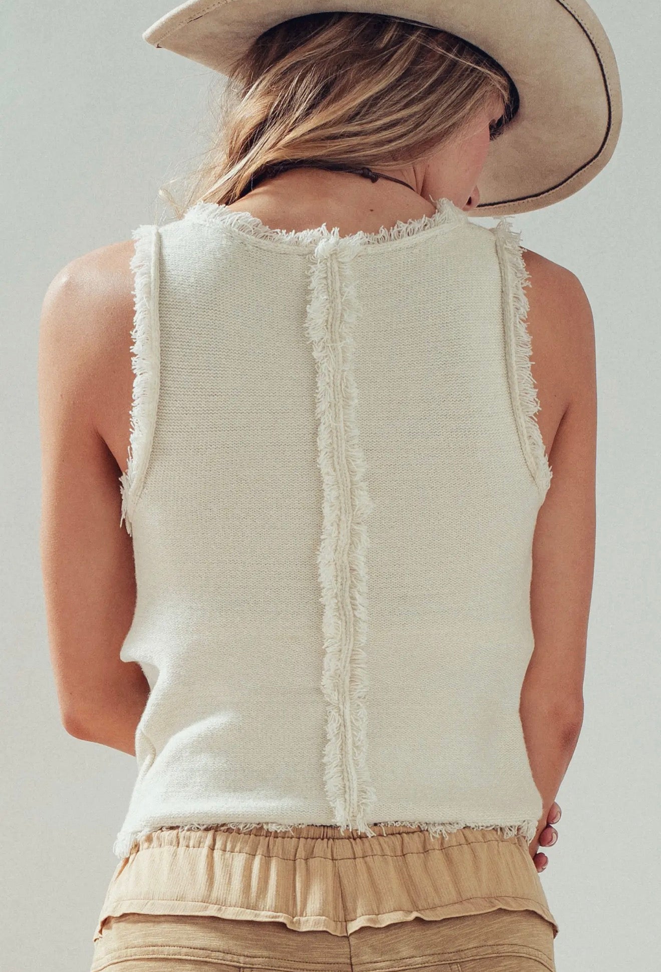 Eyelash Fringe Sleeveless Sweater