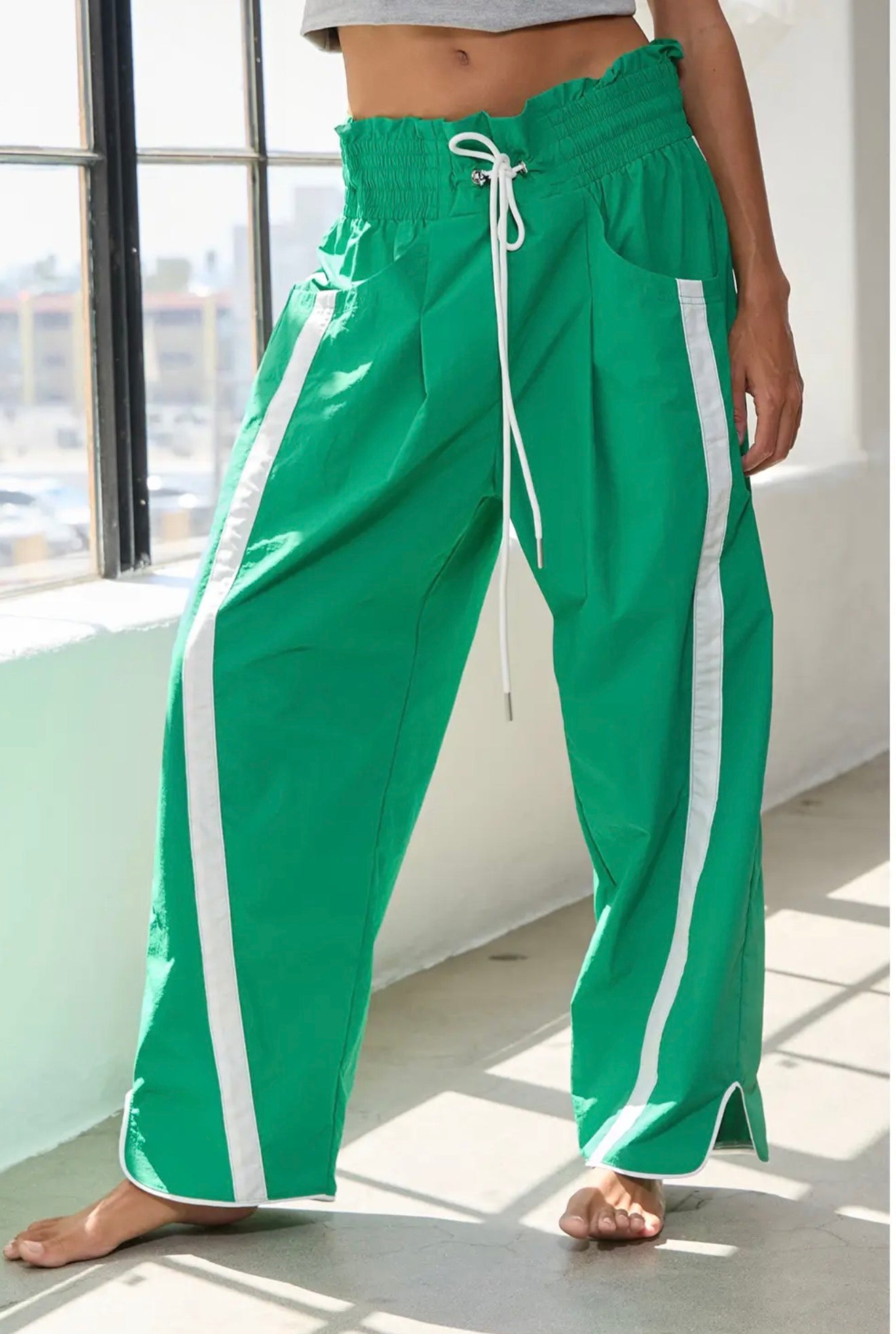 Windbreaker Pants With Contrast Stripe