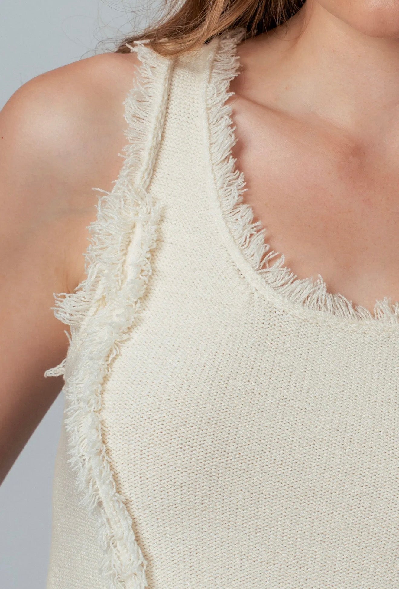 Eyelash Fringe Sleeveless Sweater