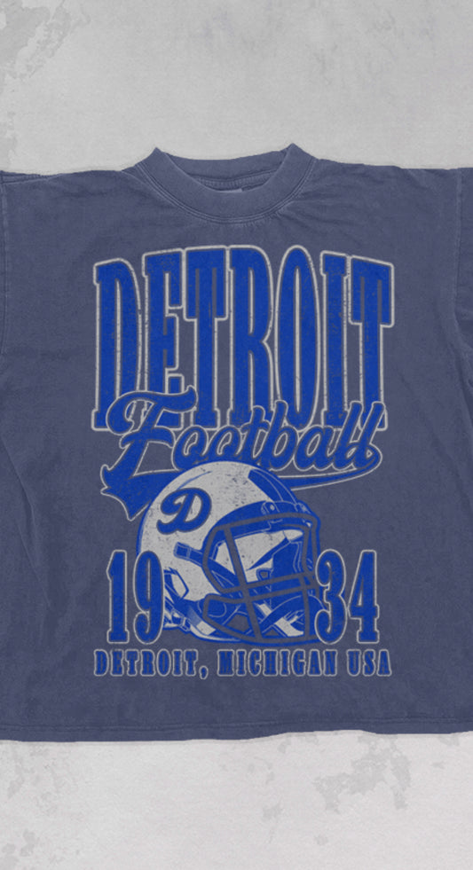 90's Vintage Detroit Football Oversized Tee