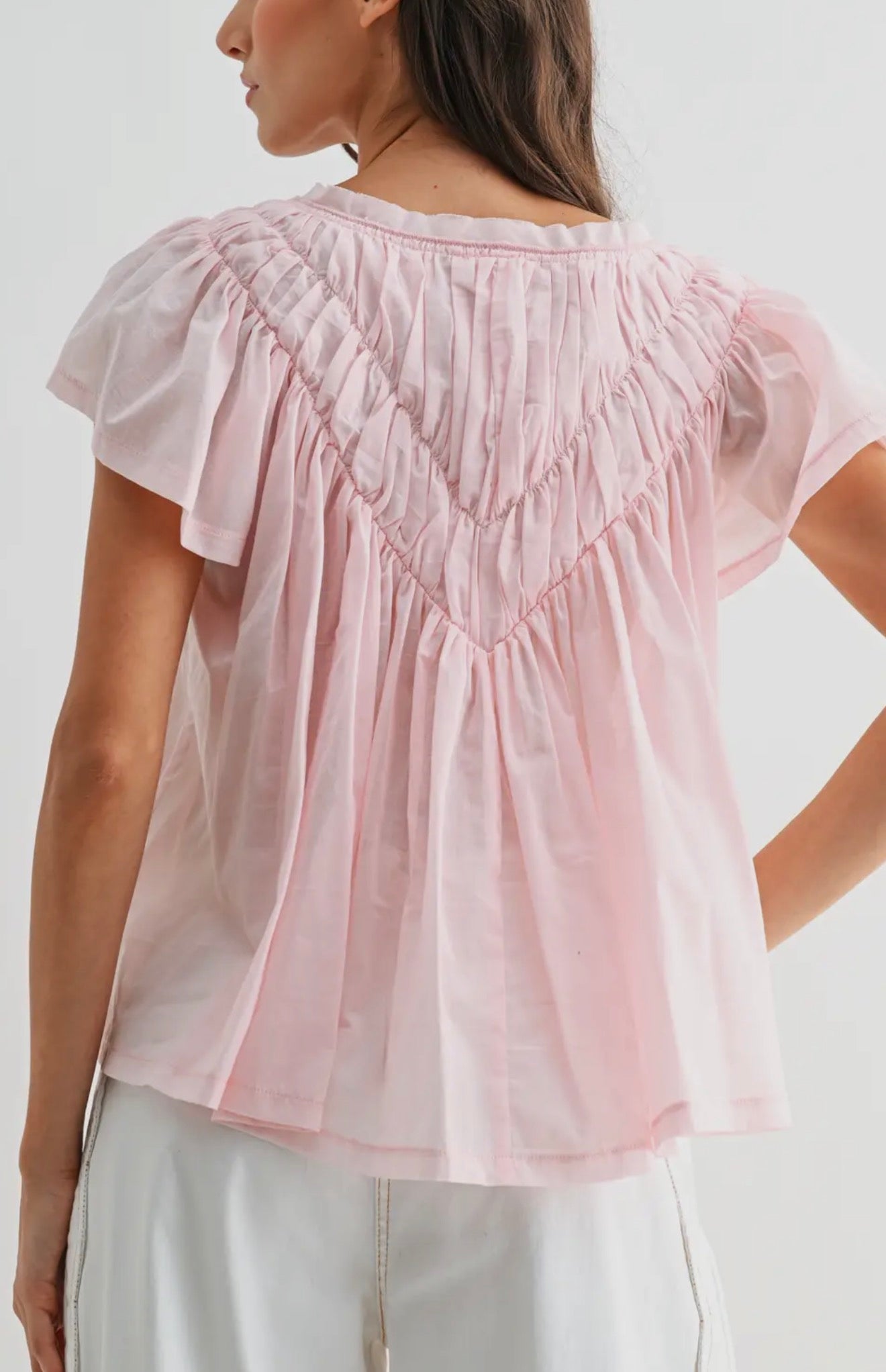 Flutter Sleeve Gathered Blouse