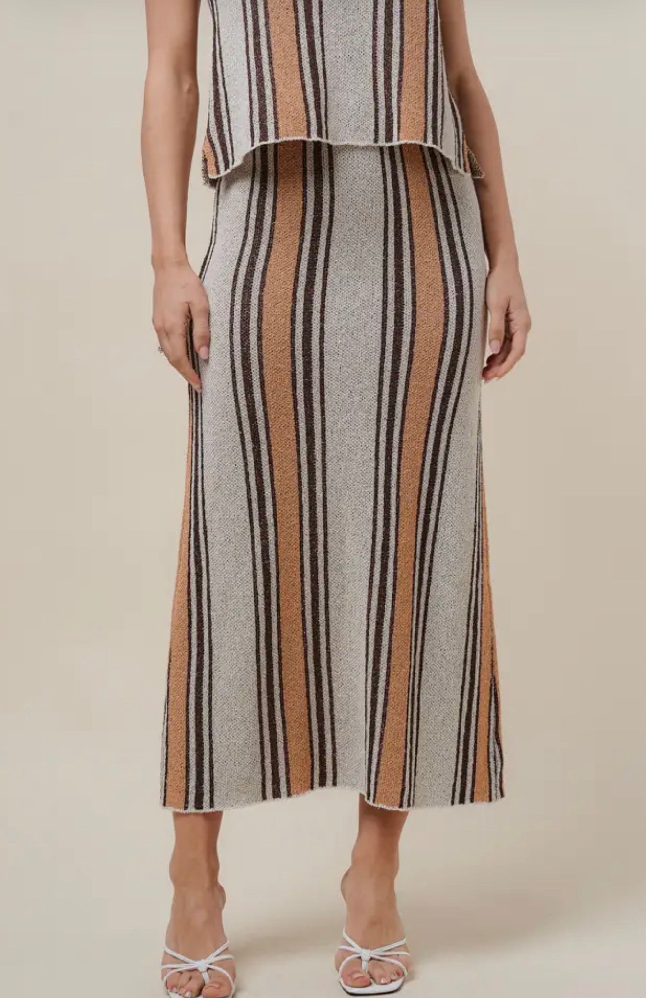 Striped Sweater Midi Skirt
