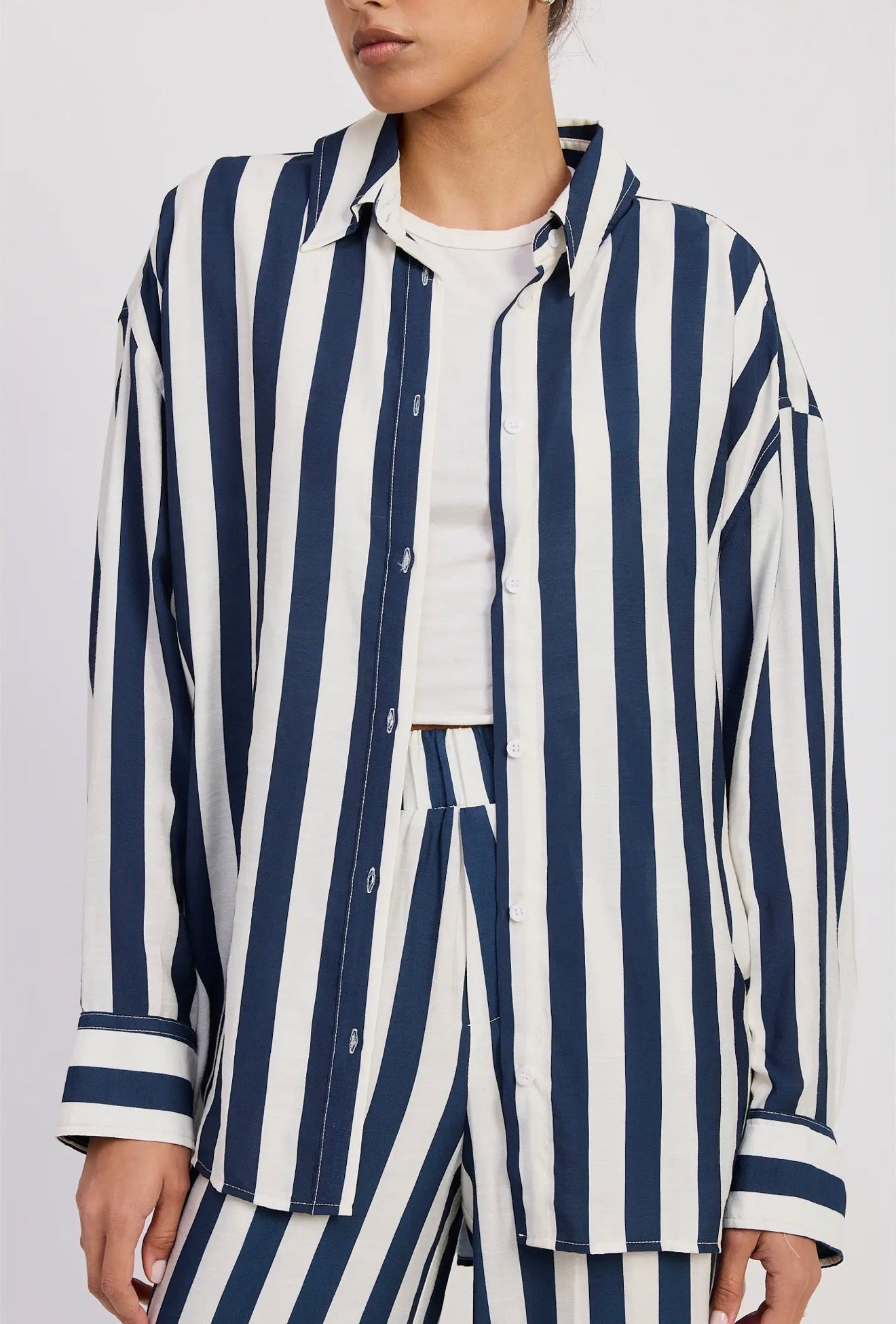 Oversized Seersucker Stripe Button Down