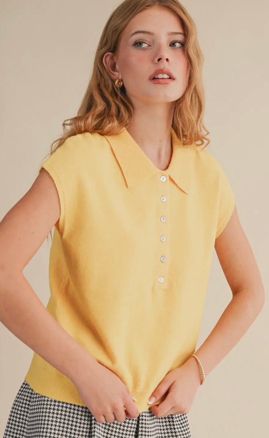 Cap Sleeve Collared Sweater