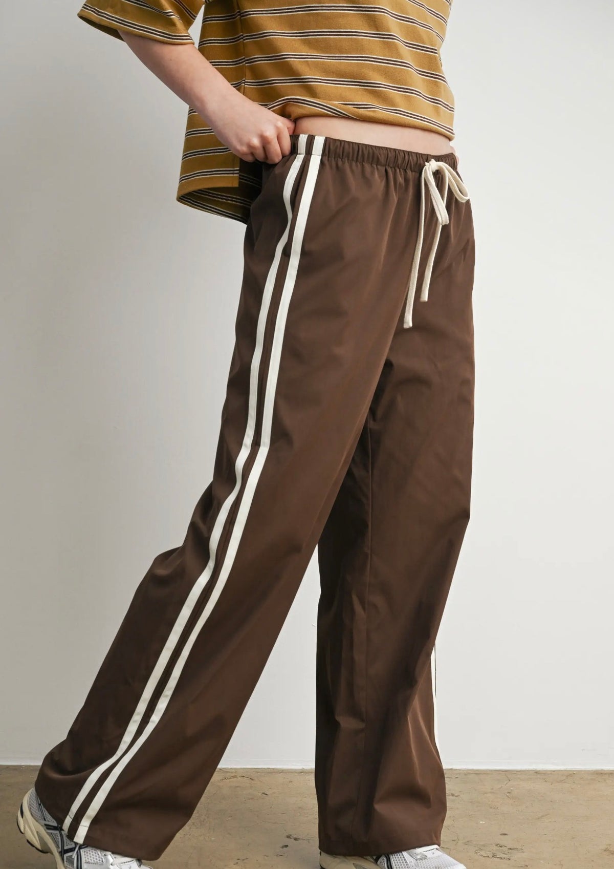 Striped Drawstring Cuffed Track Pants