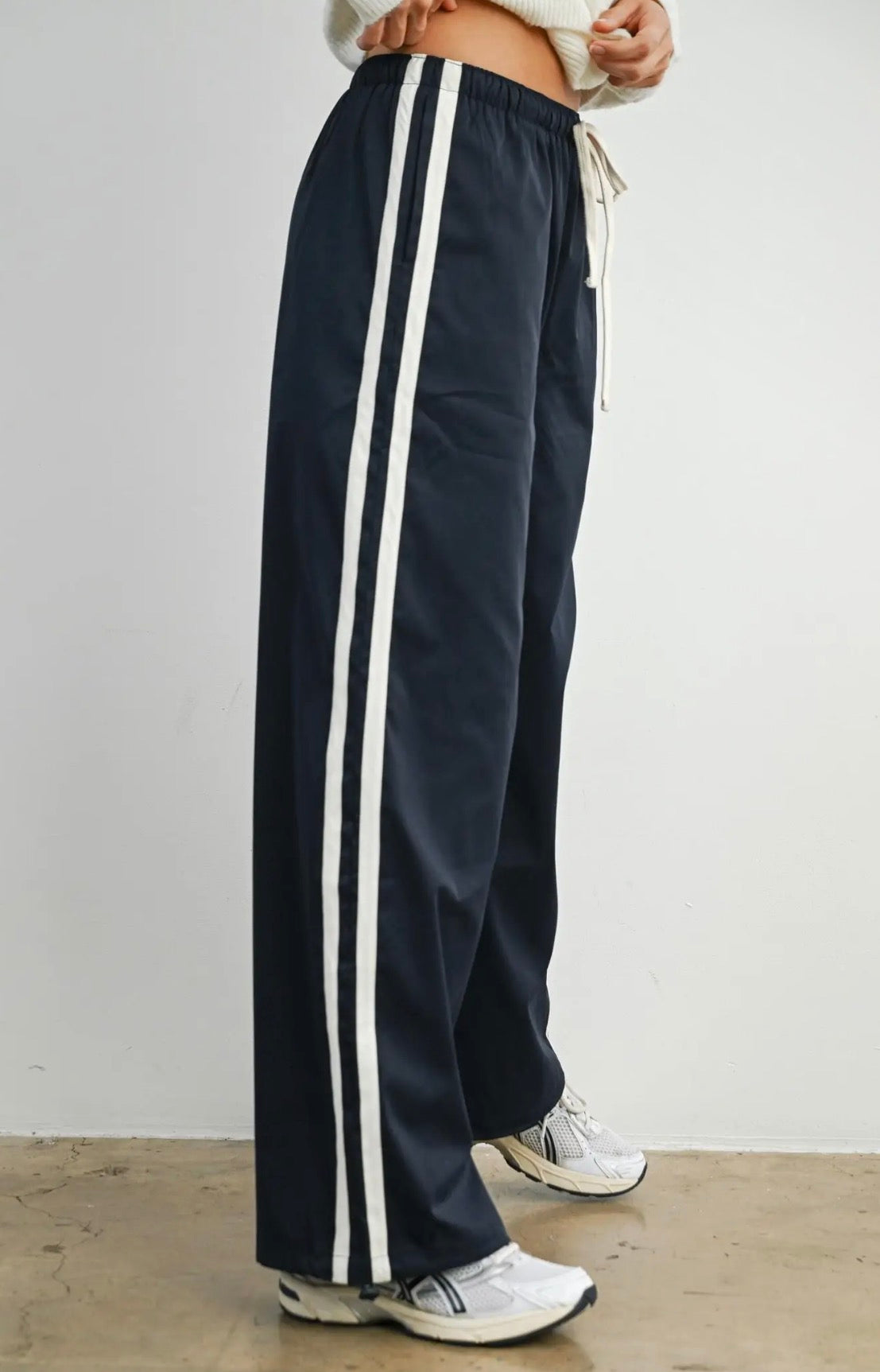 Striped Drawstring Cuffed Track Pants