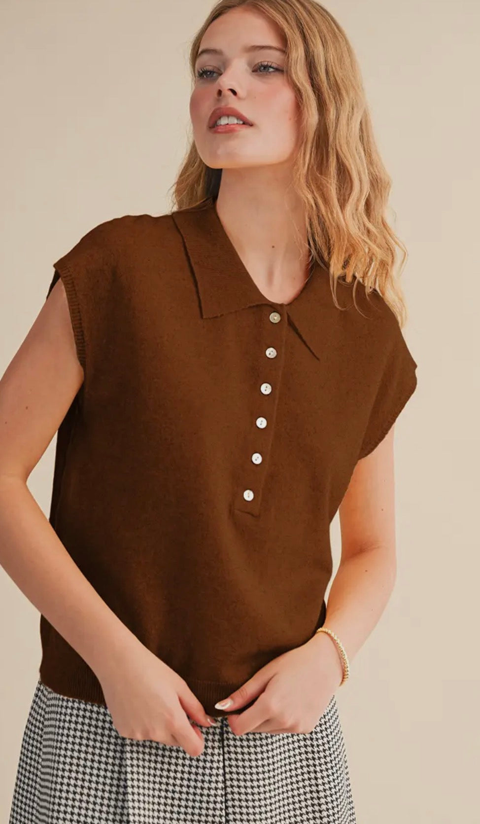Cap Sleeve Collared Sweater