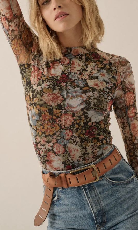 Ditsy Floral Mesh Top