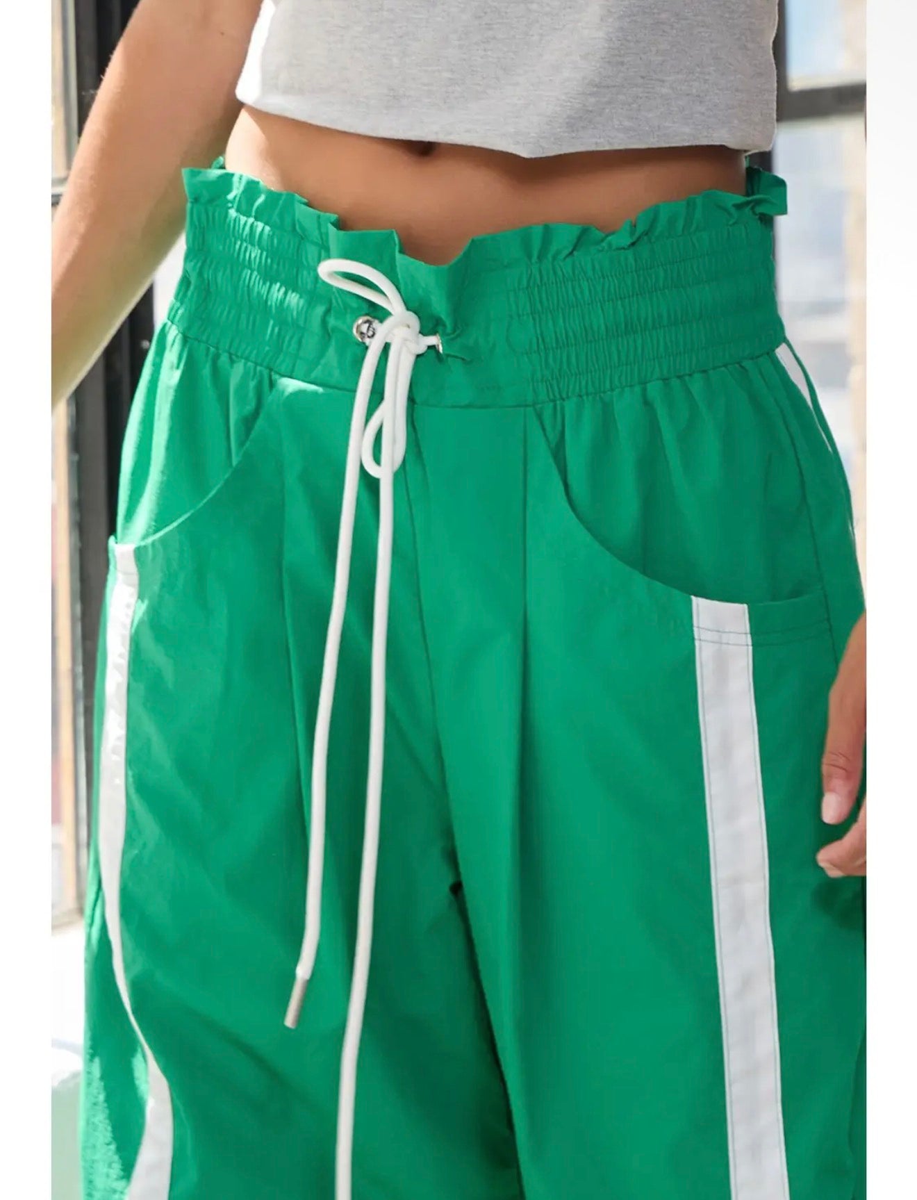 Windbreaker Pants With Contrast Stripe
