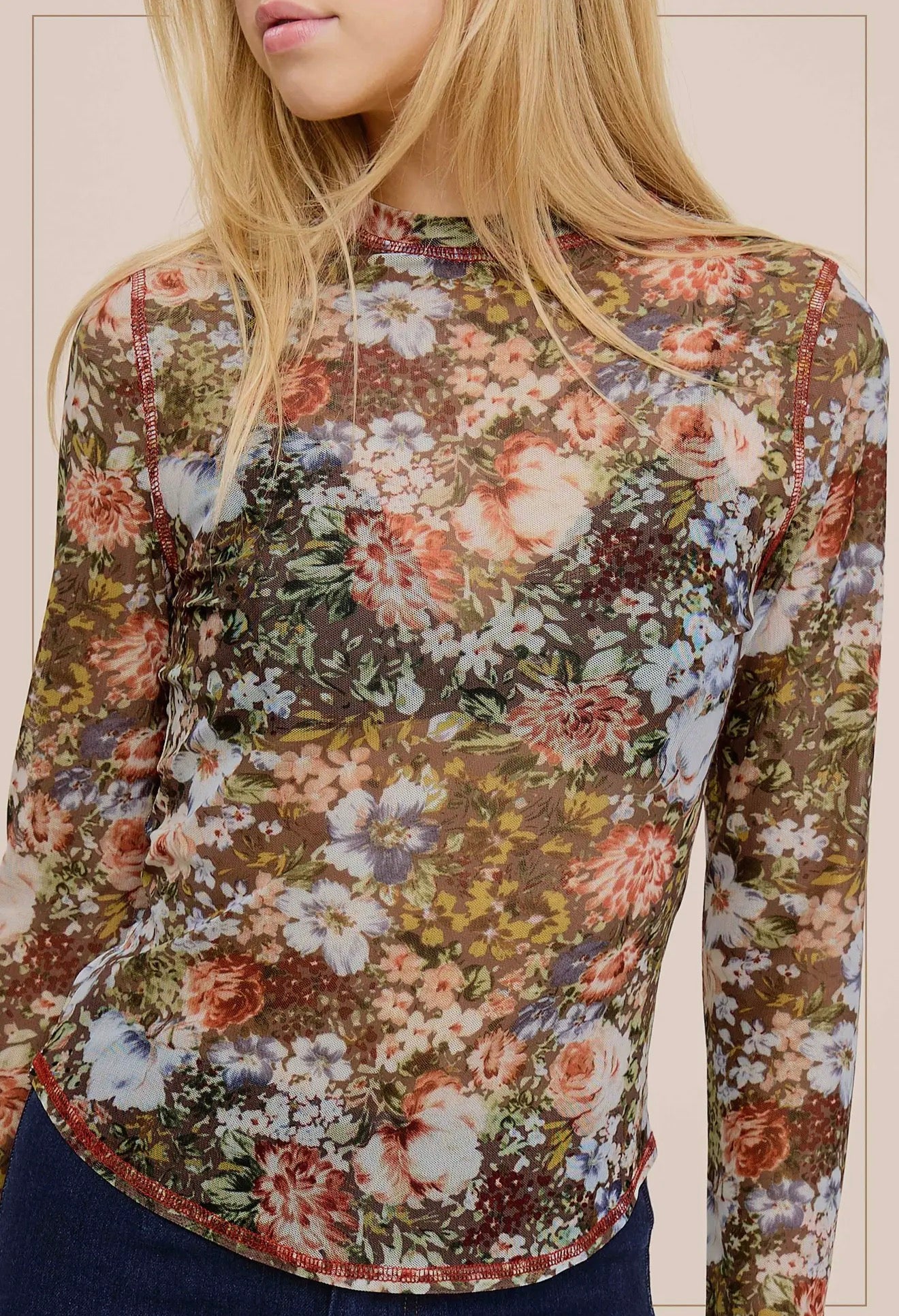 Floral Semi Sheer Laying Top