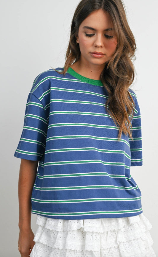 Striped Boxy Cropped T-Shirt