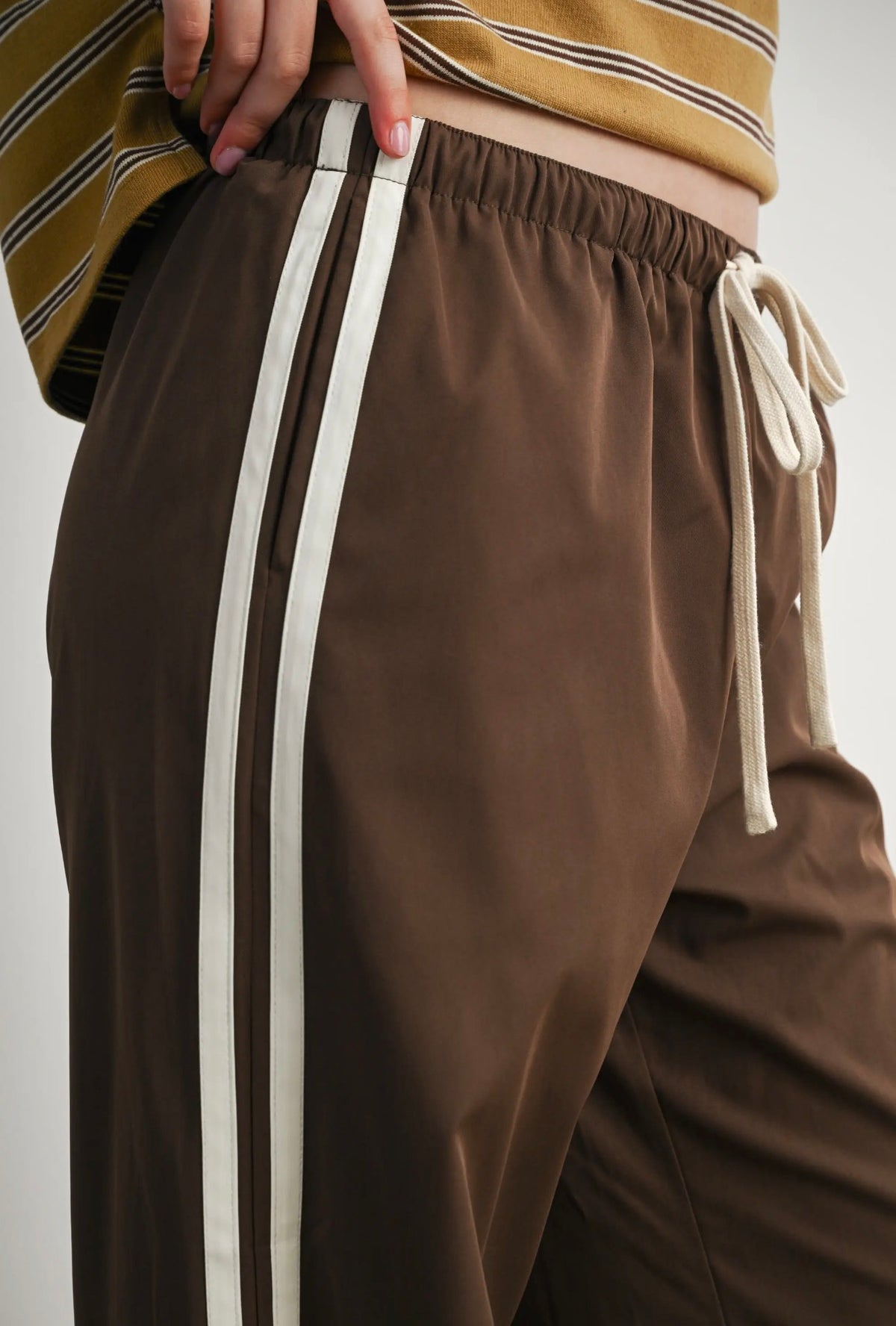 Striped Drawstring Cuffed Track Pants