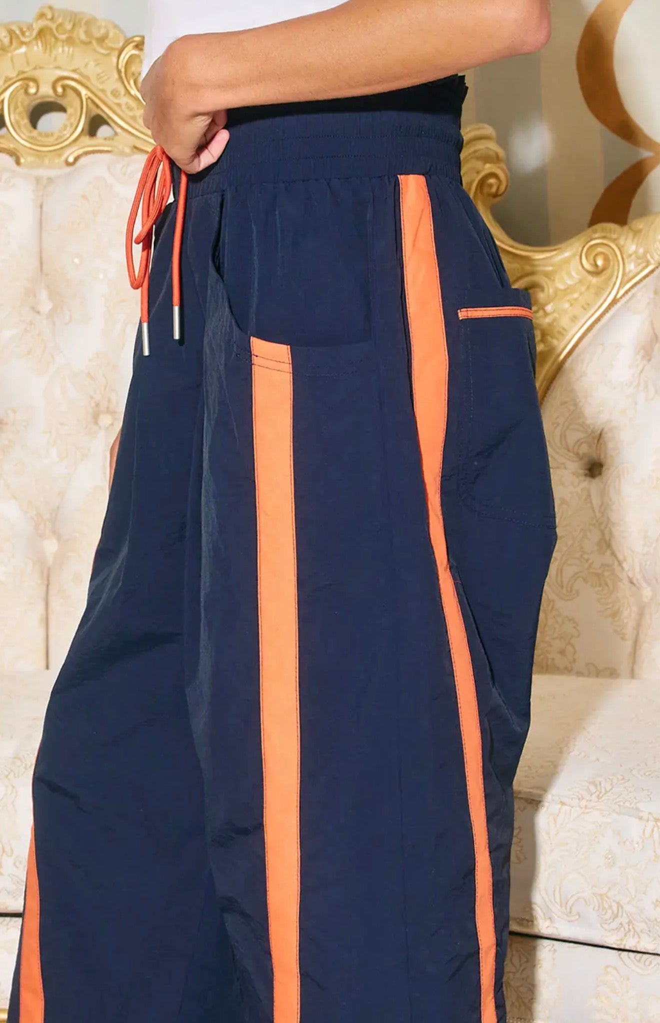 Windbreaker Pants With Contrast Stripe