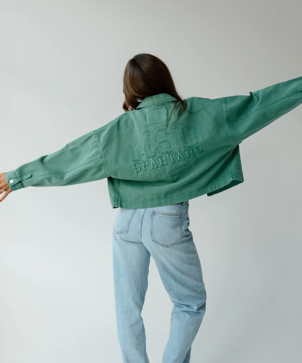 Michigan State Embroidered Denim Jacket