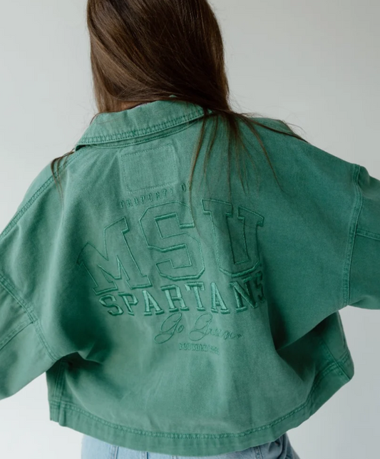 Michigan State Embroidered Denim Jacket