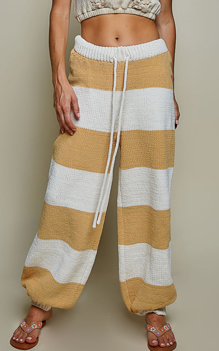 Stripe Balloon Chenille Knit Pants