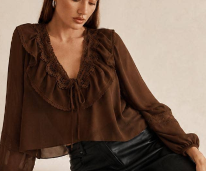 Sheer Ruffle Peplum Blouse