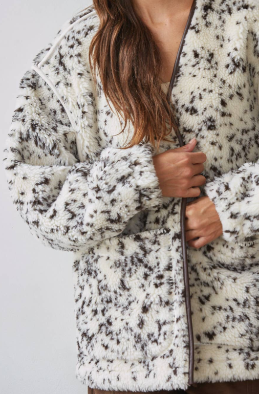 Dalmatian Print Sherpa Cocoon Jacket