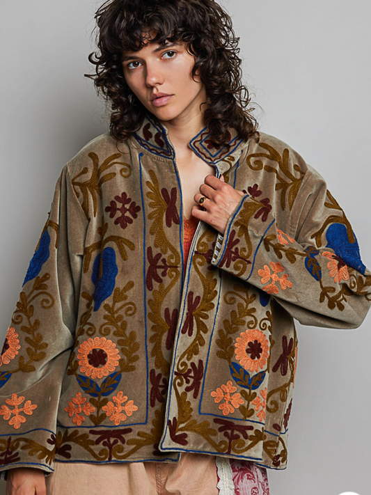 Embroidered Velvet Jacket
