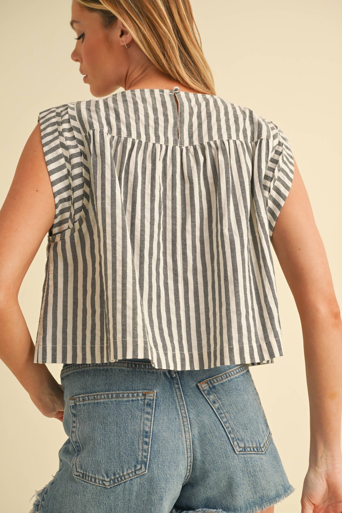 Cropped Stripe Swing Top