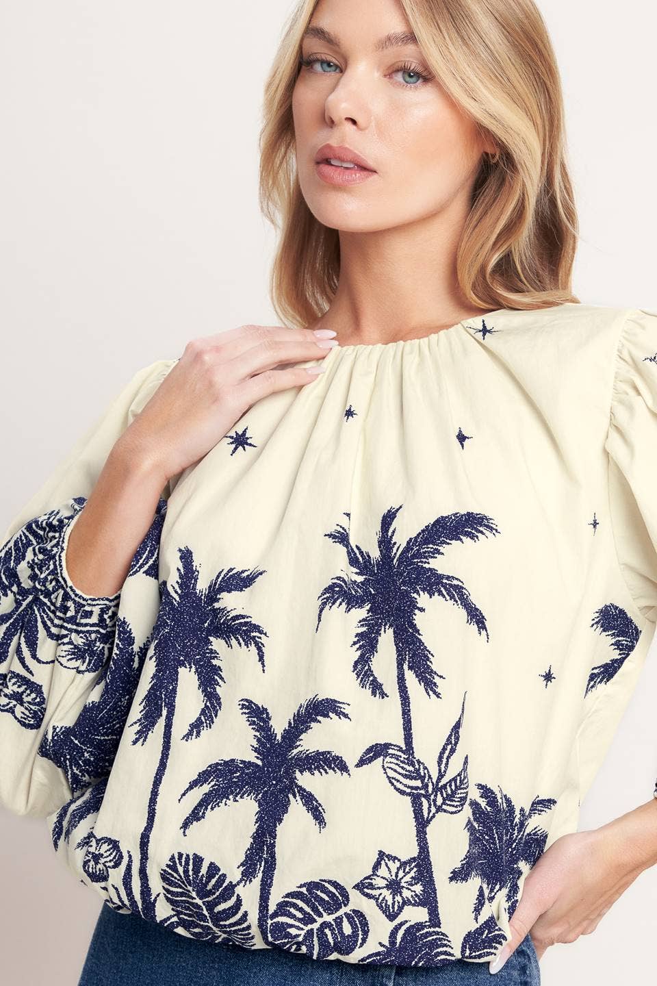 Palm Tree Bubble Blouse