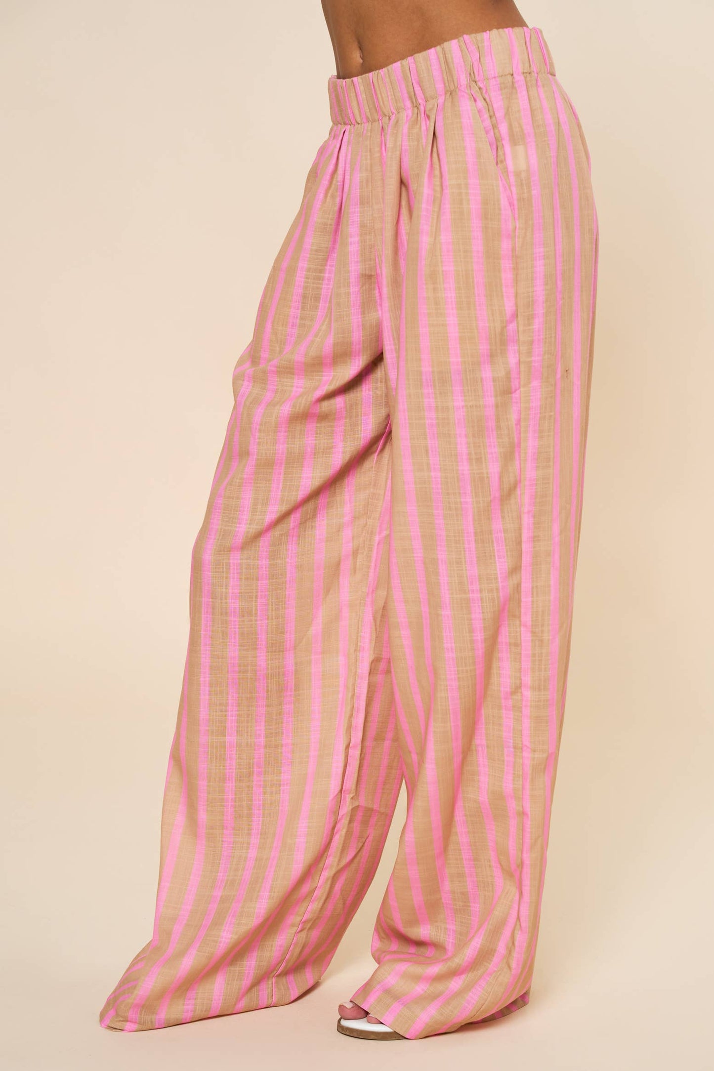 Striped Linen Wide-Leg Pant