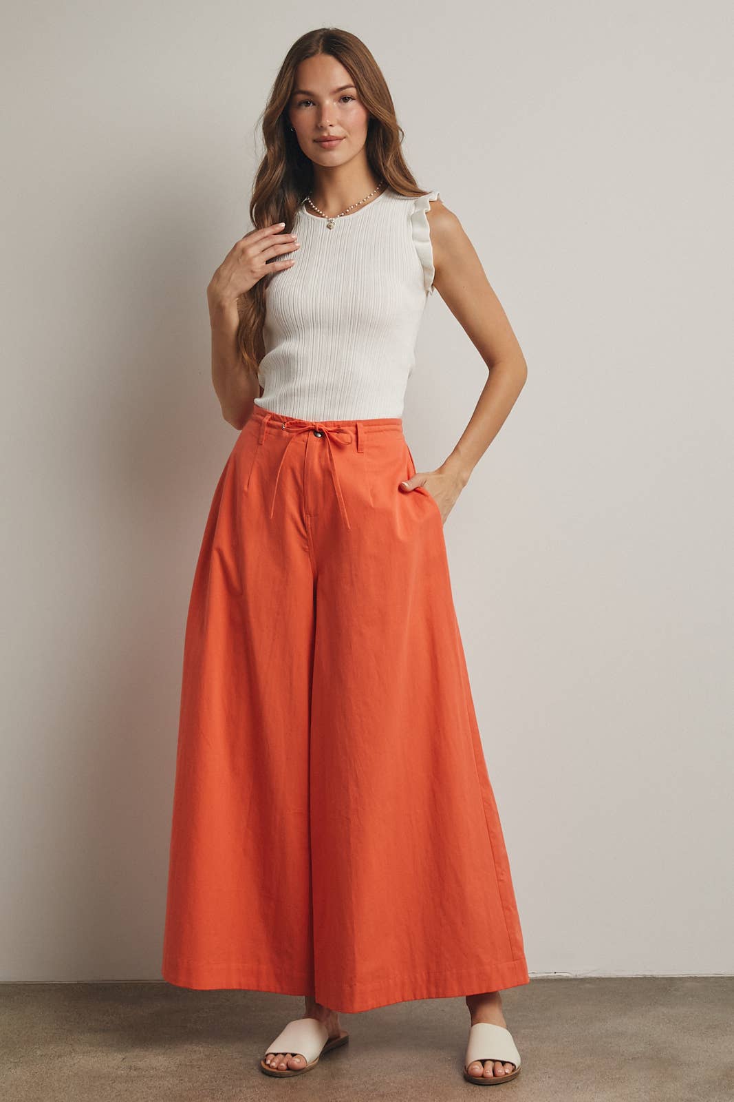 Wide Leg Drawstring Trouser Pant