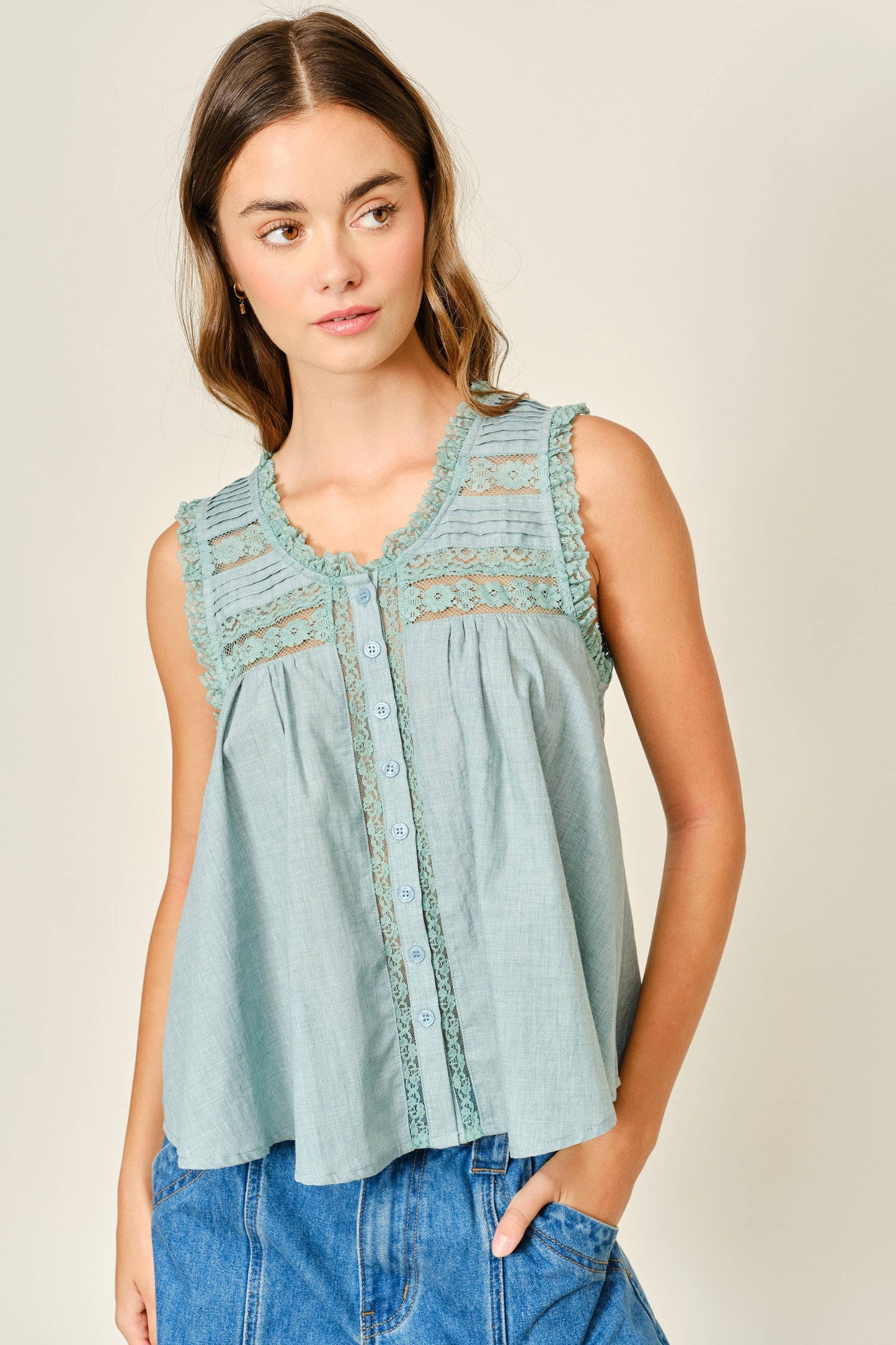 Babydoll Sleeveless Ruffle Top