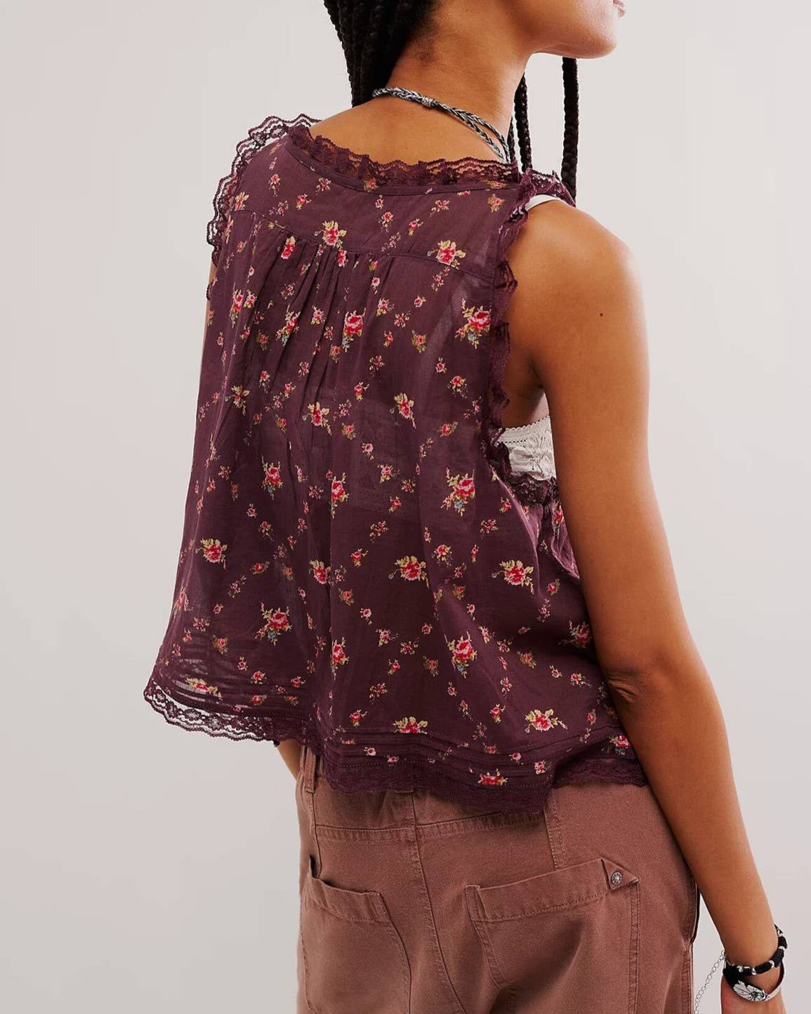 Lace Front Button Tank